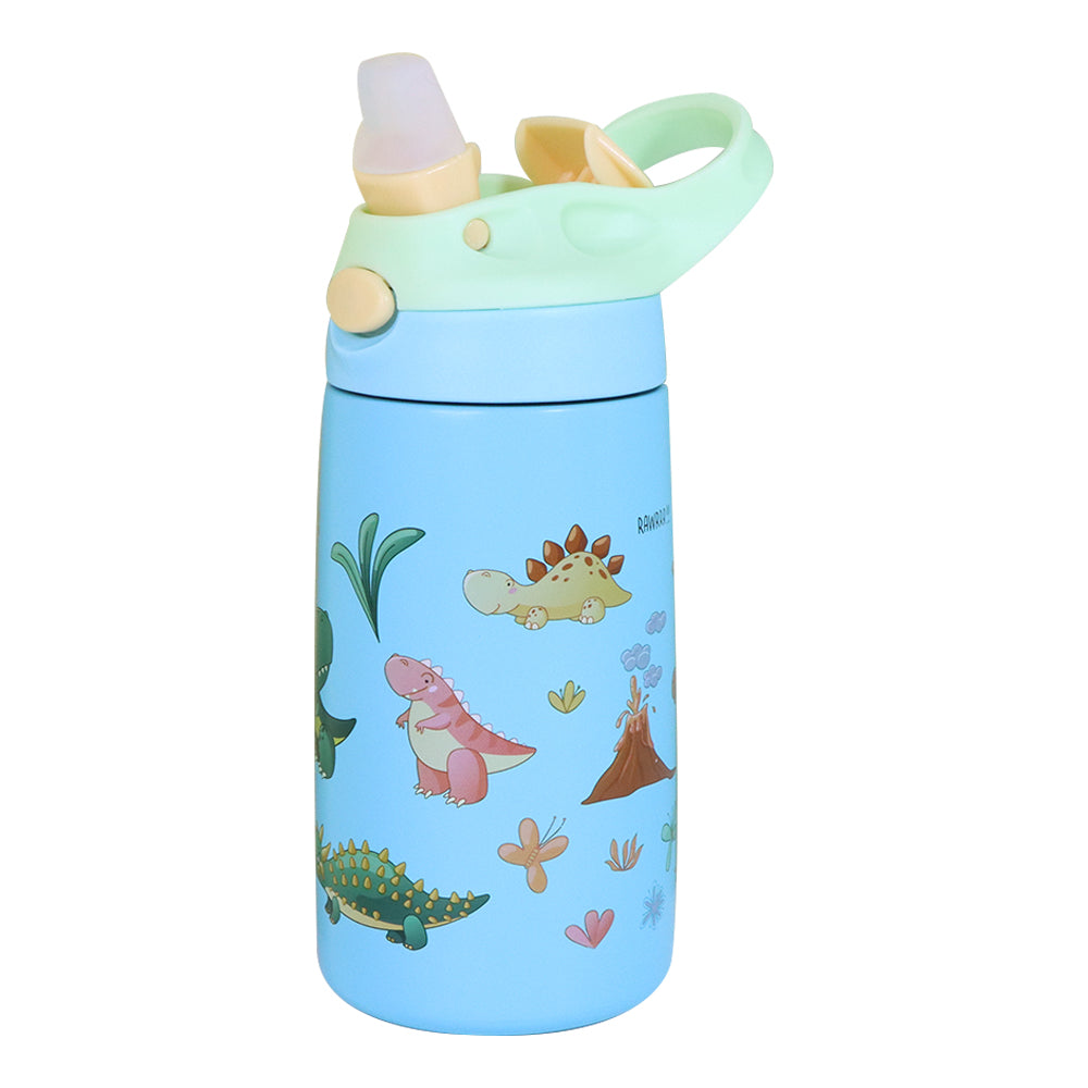 iZEL Kids Stainless Steel Water Bottle – 400ml Vacuum Insulated Thermos with Food Grade Silicone Straw, BPA-Free, Heat Preservation, Leak-Proof, Portable – Ideal for School and Travel