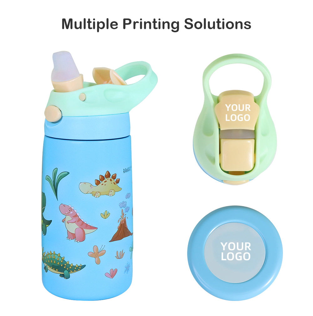iZEL Kids Stainless Steel Water Bottle – 400ml Vacuum Insulated Thermos with Food Grade Silicone Straw, BPA-Free, Heat Preservation, Leak-Proof, Portable – Ideal for School and Travel