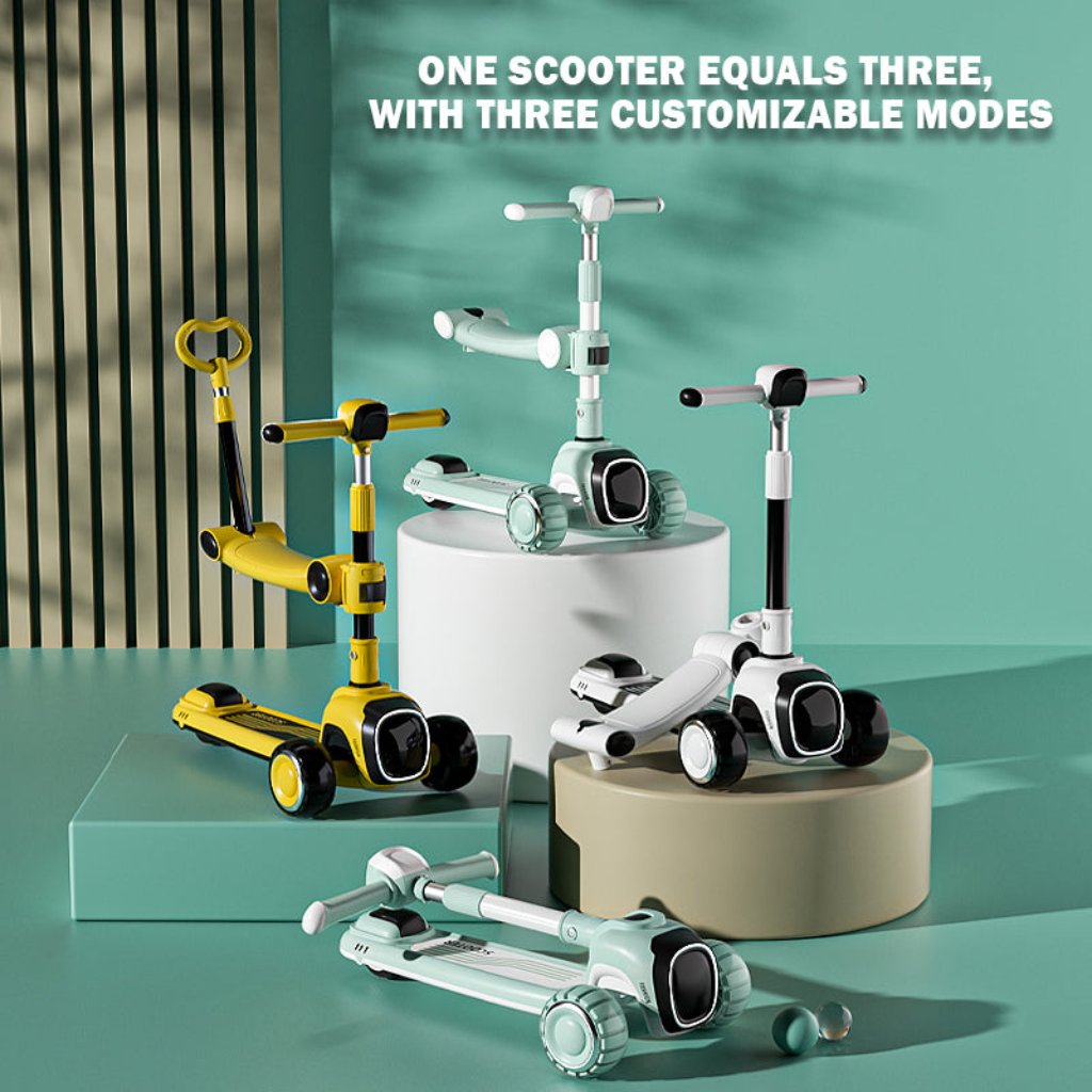 3-in-1 Scooter with Music, Lights, Adjustable Height, and Easy Folding