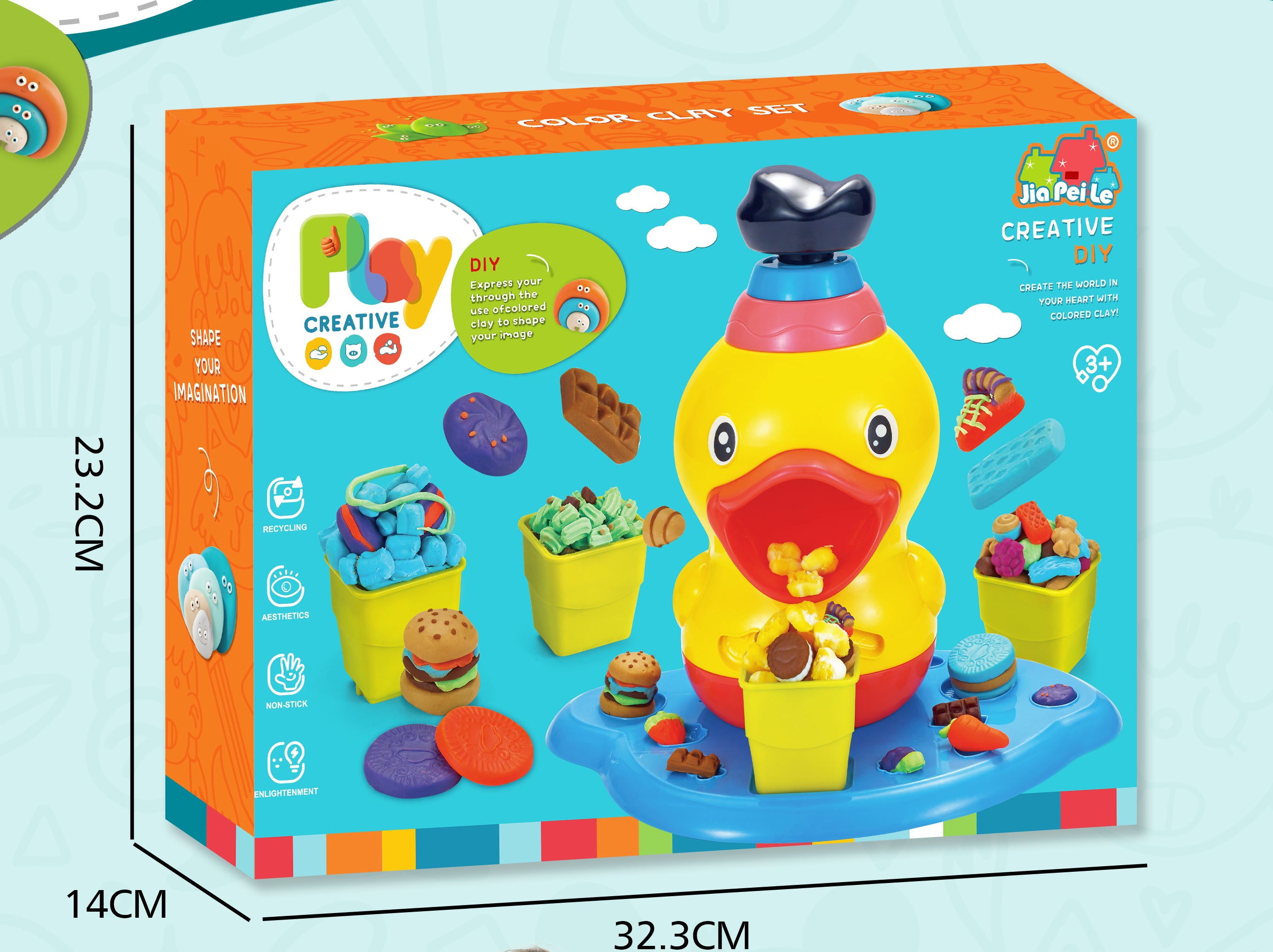iZEL Kids DIY Creative Colour Clay Set – Fun and Educational Play Dough Kit for Kids with Duck-Shaped Dispenser and Accessories