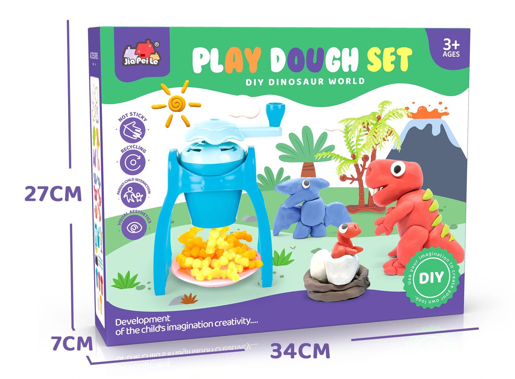 iZEL Kids Dinosaur Play Dough Set - Creative Clay Kit for Kids with Dinosaur Moulds and Tools - Perfect Educational and Sensory Play for Ages 3+