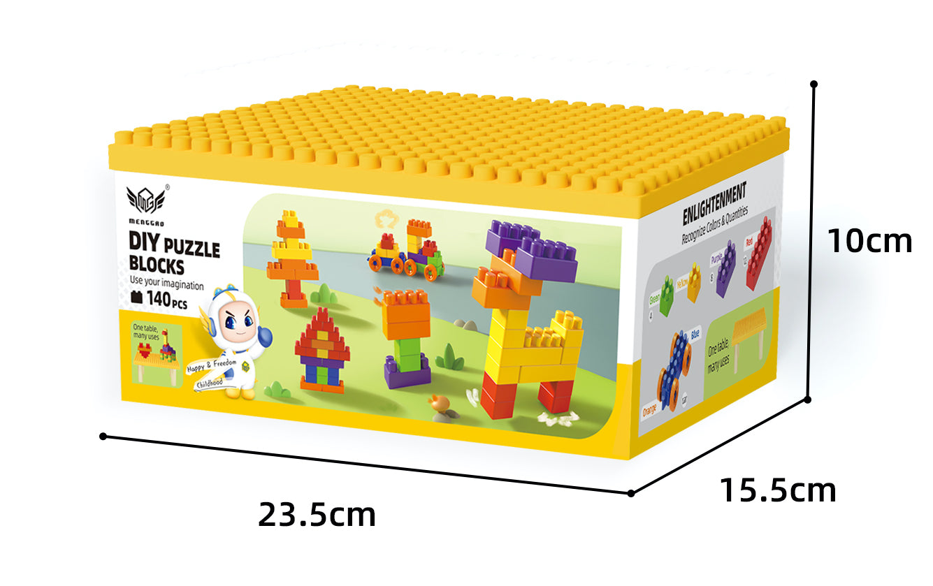 iZEL Kids 140-Piece DIY Puzzle Building Blocks Set for Ages 3+