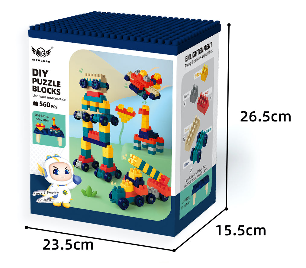 iZEL Kids 560-Piece DIY Puzzle Building Blocks Set for Ages 3+