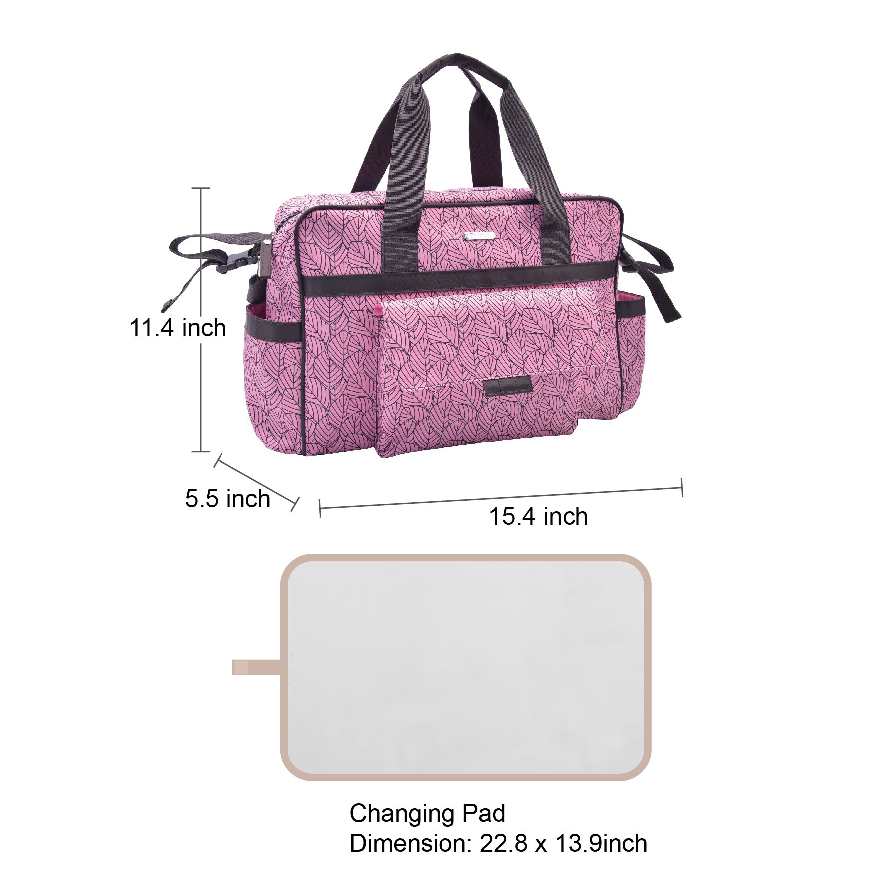 iZEL Kids Mommy Messenger Nappy Bag - Waterproof Maternity Tote (Pink)