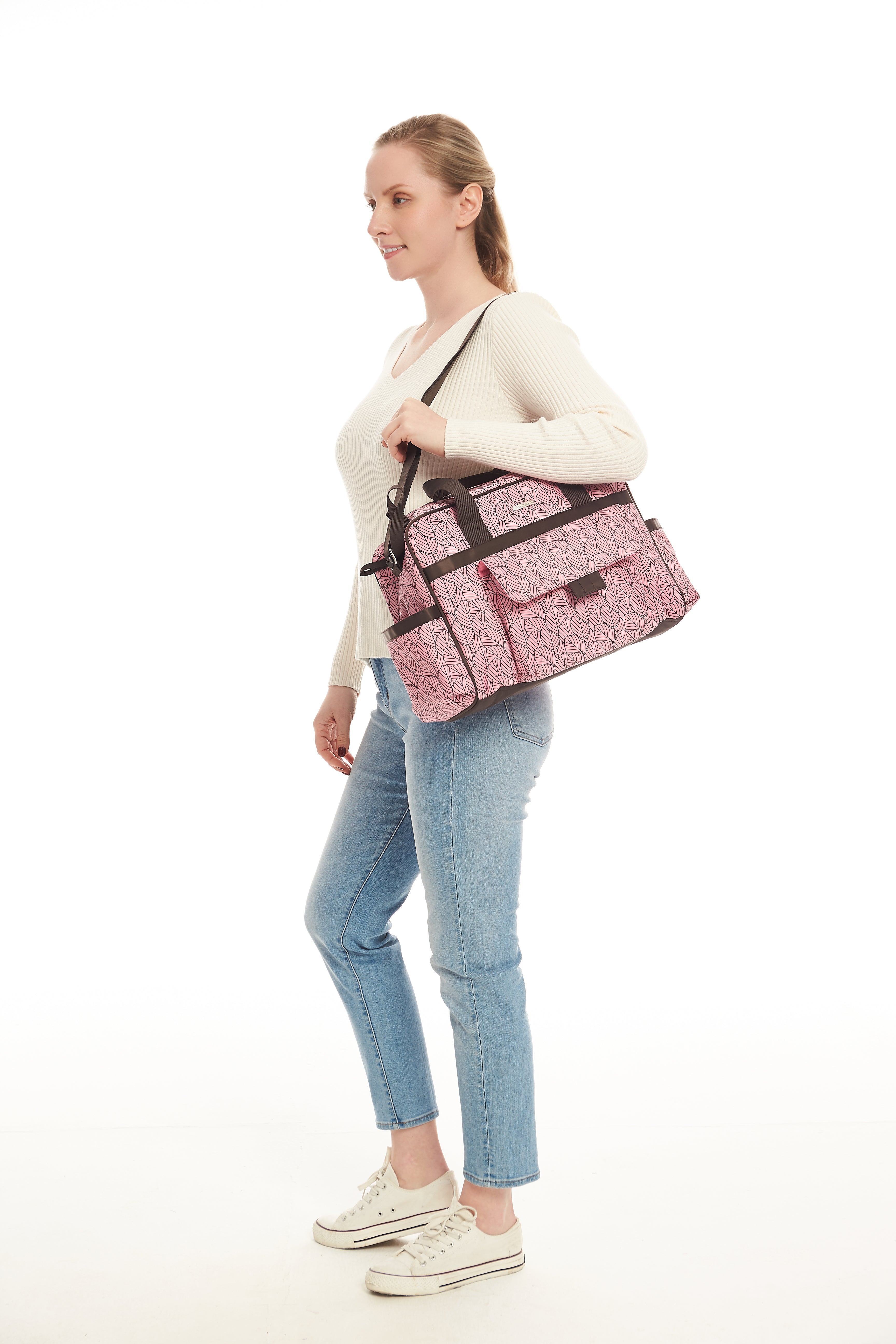 iZEL Kids Mommy Messenger Nappy Bag - Waterproof Maternity Tote (Pink)
