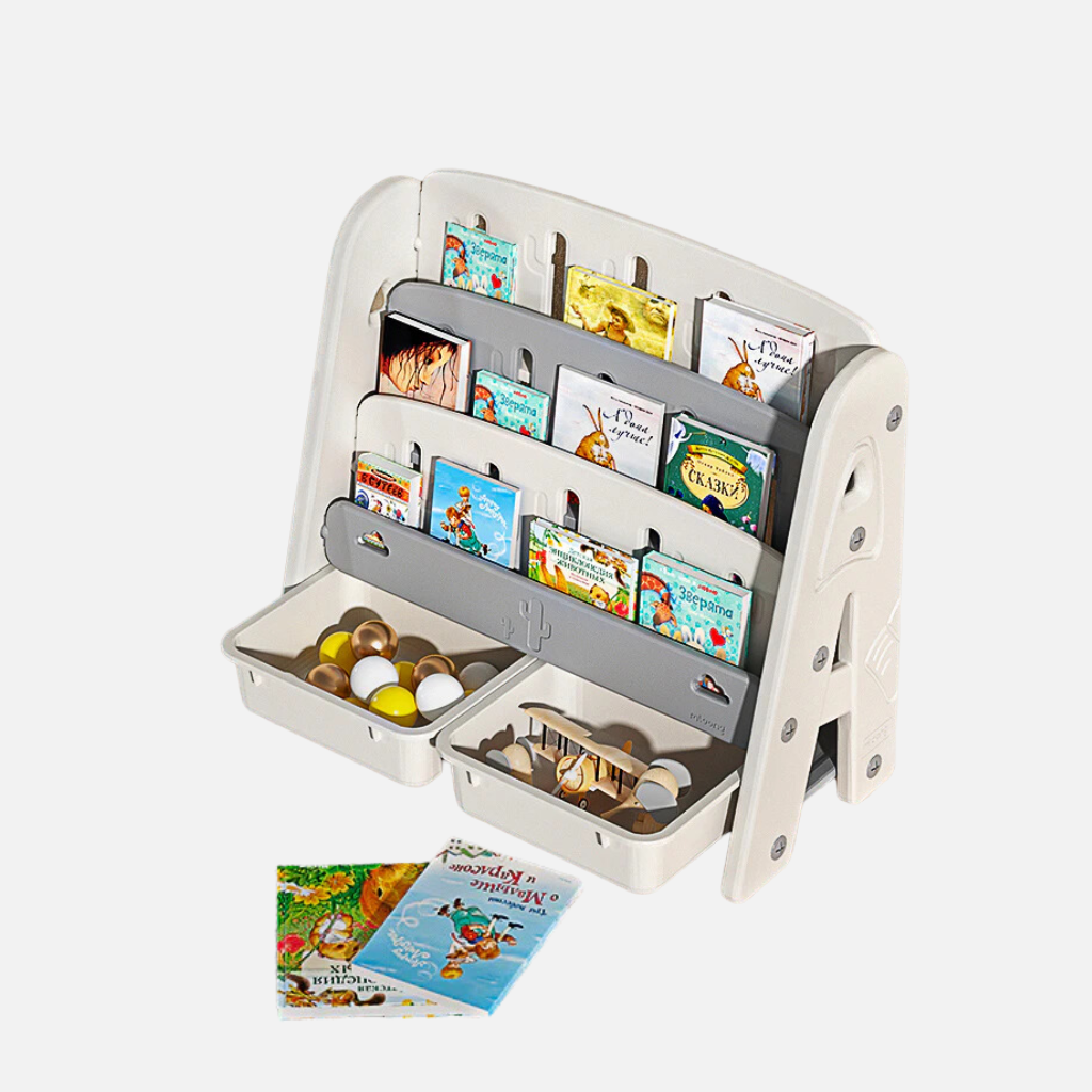 Cactus-Themed Bookcase with Toy Storage