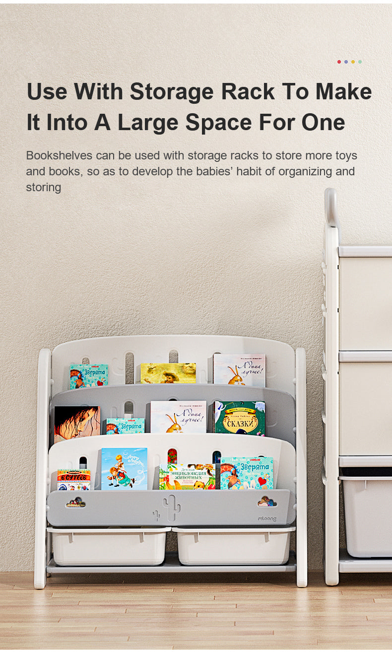Cactus-Themed Bookcase with Toy Storage
