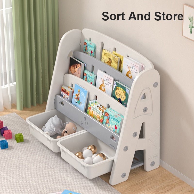 Cactus-Themed Bookcase with Toy Storage