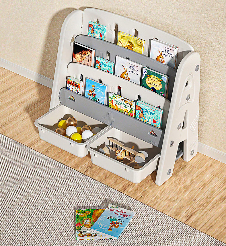 Cactus-Themed Bookcase with Toy Storage