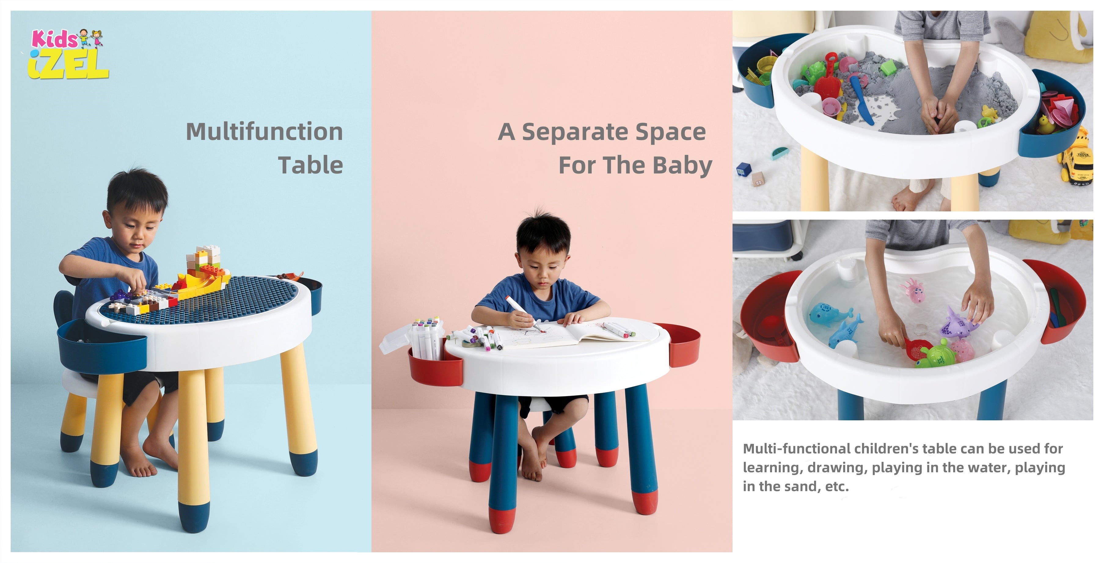 iZEL Kids Multifunctional Activity Table and Chair Set – For Learning, Playing, and Creative Fun